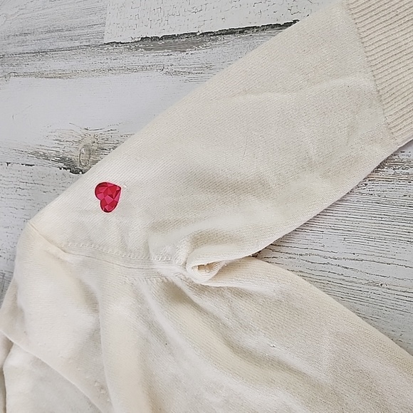 Ann Taylor 100% cashmere cream vneck sweater with bow Size Medium FLAWS - Picture 10 of 11